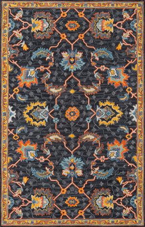 Momeni Ibiza IBI-3 Hand Tufted Traditional Oriental Indoor Area Rug Charcoal 8' x 10' IBIZAIBI-3CHR80A0