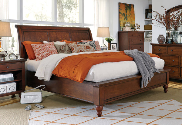 Aspenhome Cambridge Transitional Cal King Sleigh Bed ICB-404-BCH-KD-1/ICB-410L-BCH-1/ICB-407-BCH-1