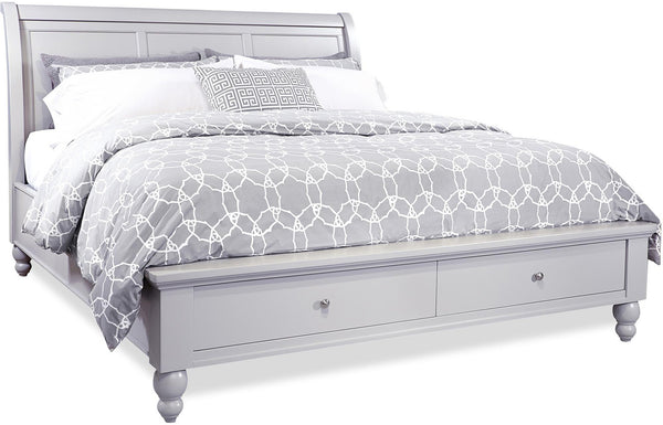 Aspenhome Cambridge Transitional Cal King Sleigh Storage Bed ICB-404-GRY-KD-1/ICB-407D-GRY-1/ICB-410L-GRY-1