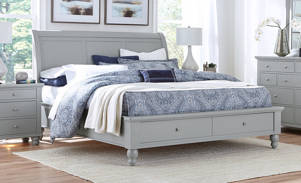 Aspenhome Cambridge Transitional Cal King Sleigh Storage Bed ICB-404-GRY-KD-1/ICB-407D-GRY-1/ICB-410L-GRY-1