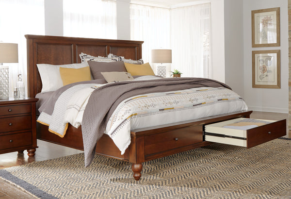 Aspenhome Cambridge Transitional Cal King Panel Storage Bed ICB-407D-BCH-1/ICB-495-BCH-KD-1/ICB-410L-BCH-1