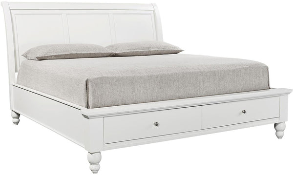 Aspenhome Cambridge Transitional Cal King Sleigh Storage Bed ICB-407D-WHT-1/ICB-404-WHT-KD-1/ICB-410L-WHT-1