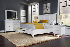 Aspenhome Cambridge Transitional Cal King Panel Storage Bed ICB-410L-WHT-1/ICB-407D-WHT-1/ICB-495-WHT-KD-1