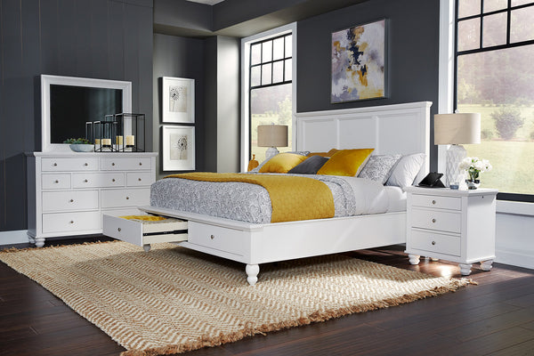 Aspenhome Cambridge Transitional Cal King Panel Storage Bed ICB-410L-WHT-1/ICB-407D-WHT-1/ICB-495-WHT-KD-1