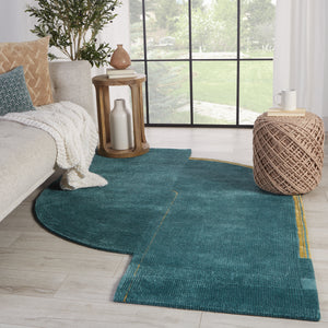 Jaipur Living Zephyr Handmade Abstract Teal/ Gold Area Rug (9'X12'5")