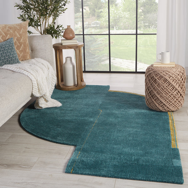 Jaipur Living Zephyr Handmade Abstract Teal/ Gold Area Rug (9'X12'5")
