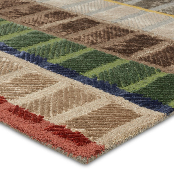 Jaipur Living Iconic Tapetto ICO09 Hand Tufted 54% Viscose 46% Wool Stripes Area Rug Multicolor 54% Viscose 46% Wool RUG156297
