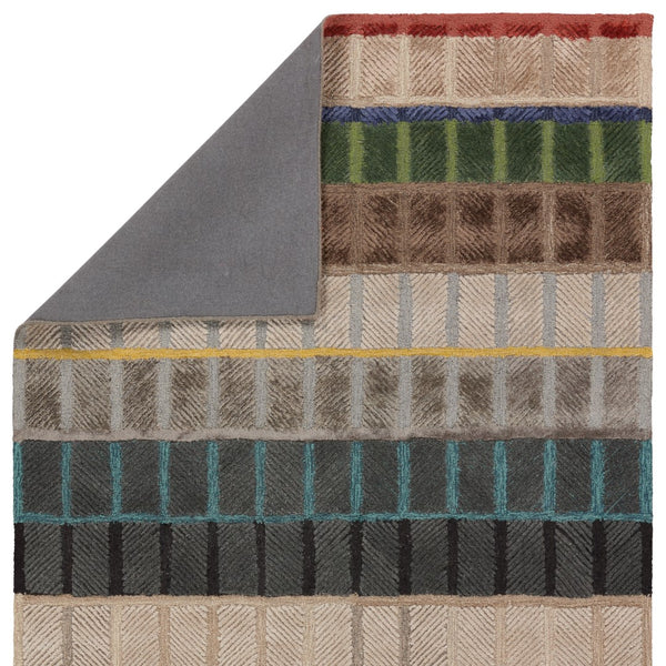 Jaipur Living Iconic Tapetto ICO09 Hand Tufted 54% Viscose 46% Wool Stripes Area Rug Multicolor 54% Viscose 46% Wool RUG156297