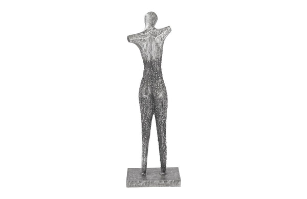 Abstract Female Sculpture on Stand, Black/Silver, Aluminum