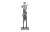 Abstract Female Sculpture on Stand, Black/Silver, Aluminum