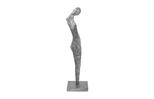 Abstract Female Sculpture on Stand, Black/Silver, Aluminum