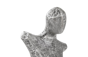 Abstract Female Sculpture on Stand, Black/Silver, Aluminum