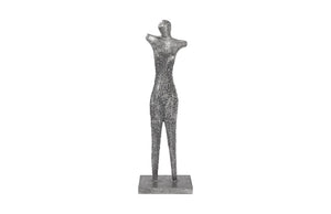 Abstract Female Sculpture on Stand, Black/Silver, Aluminum