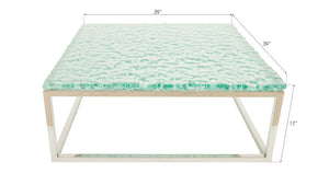Bubble Glass Coffee Table, Stainless Steel Base