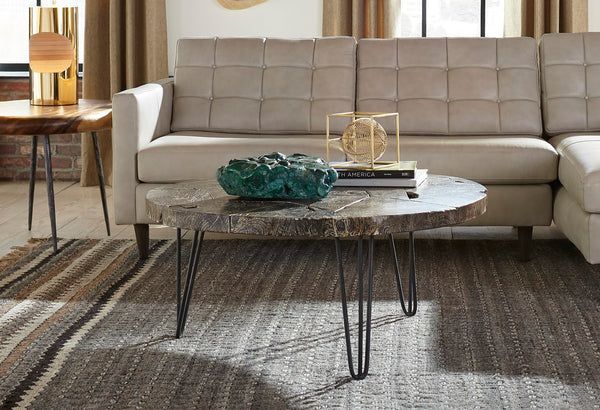 Driftwood Top Coffee Table, Black Wash