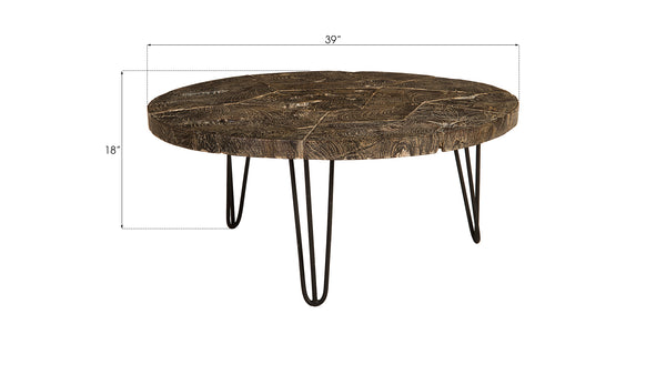 Driftwood Top Coffee Table, Black Wash