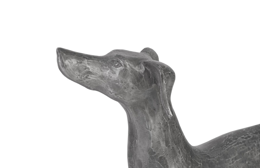 Prancing Dog Sculpture, Black/Silver, Aluminum