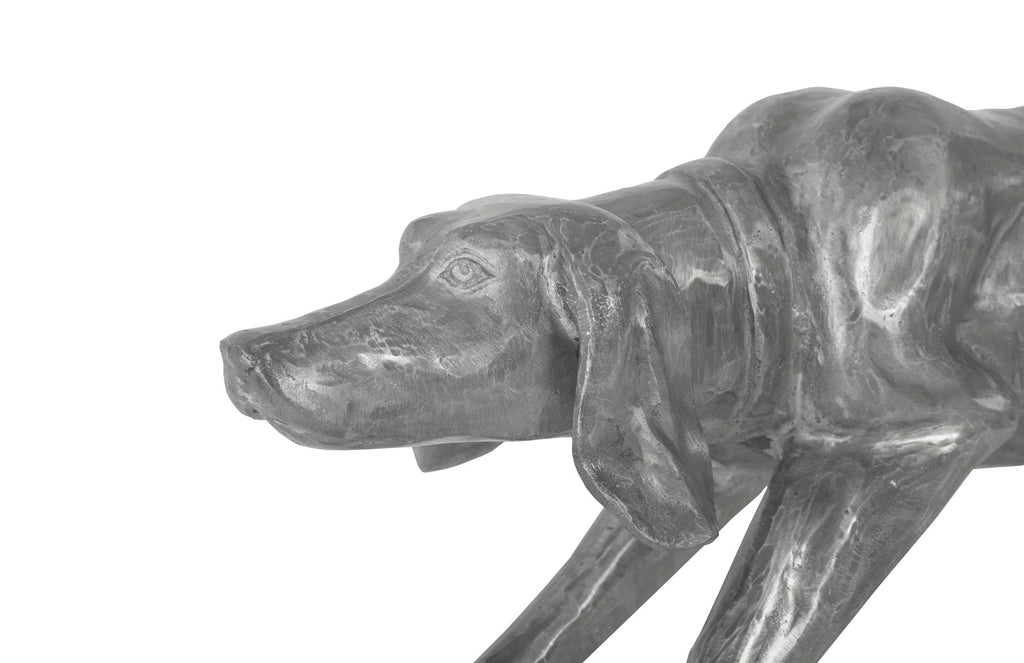 Walking Dog Sculpture, Black/Silver, Aluminum