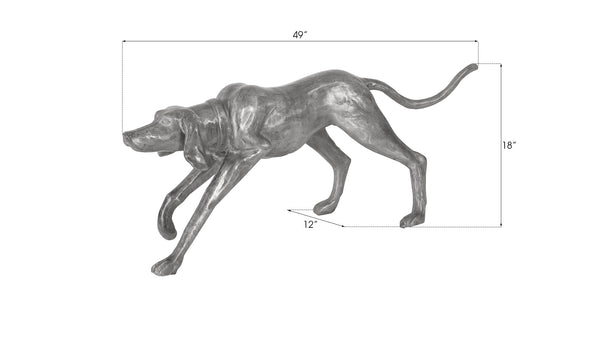 Walking Dog Sculpture, Black/Silver, Aluminum