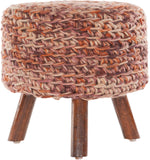 Chandra Rugs Ida 100% Wool Handmade Contemporary Stool Rust Mix 1'6 x 1'6 x 1'6