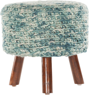 Chandra Rugs Ida 100% Wool Handmade Contemporary Stool Teal Mix 1'6 x 1'6 x 1'6