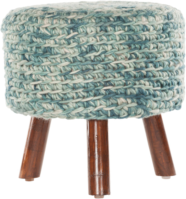 Chandra Rugs Ida 100% Wool Handmade Contemporary Stool Teal Mix 1'6 x 1'6 x 1'6