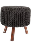 Chandra Rugs Ida 100% Cotton Handmade Contemporary Stool Black 1'6 x 1'6 x 1'6