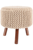 Chandra Rugs Ida 100% Cotton Handmade Contemporary Stool Beige 1'6 x 1'6 x 1'6