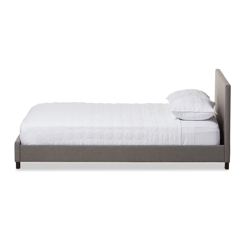 Baxton Studio Elizabeth Modern and Contemporary Grey Fabric Upholstered Panel-Stitched Full Size Platform Bed