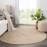Jaipur Living Hastings Natural Solid Beige/ Gray Round Area Rug (8')