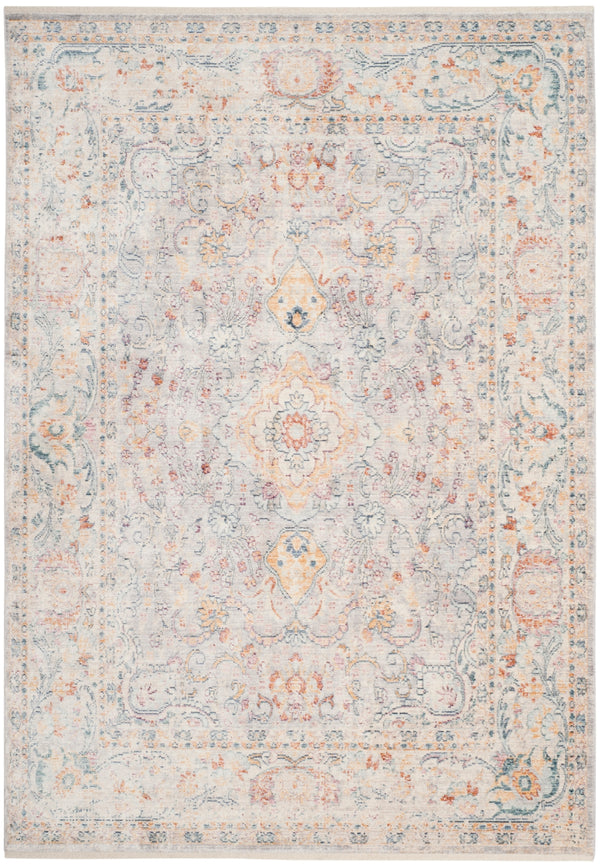 Illusion 700 Power Loomed Viscose Pile Rug in Light Grey, Cream 8ft x 10ft