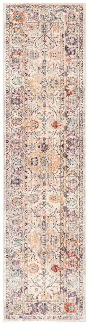 Illusion 704 Power Loomed Viscose Pile Rug in Cream, Purple 9ft x 12ft