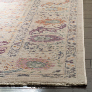 Illusion 704 Power Loomed Viscose Pile Rug in Cream, Purple 9ft x 12ft