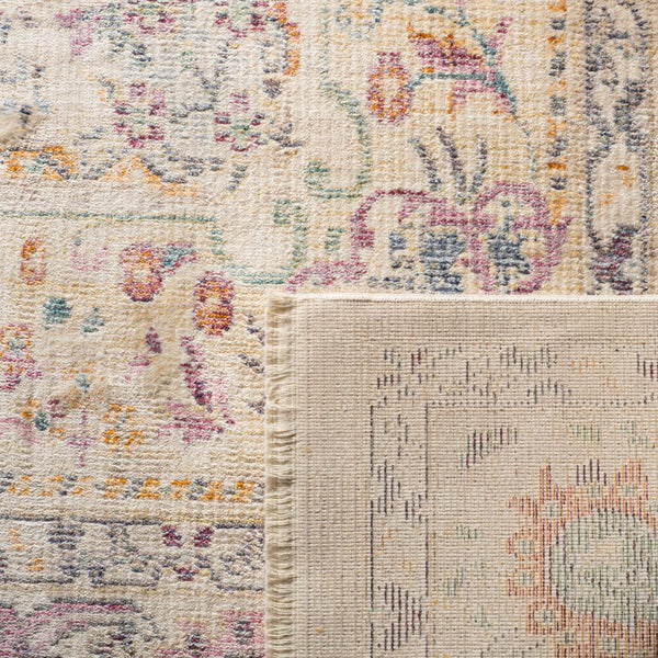 Illusion 704 Power Loomed Viscose Pile Rug in Cream, Purple 9ft x 12ft