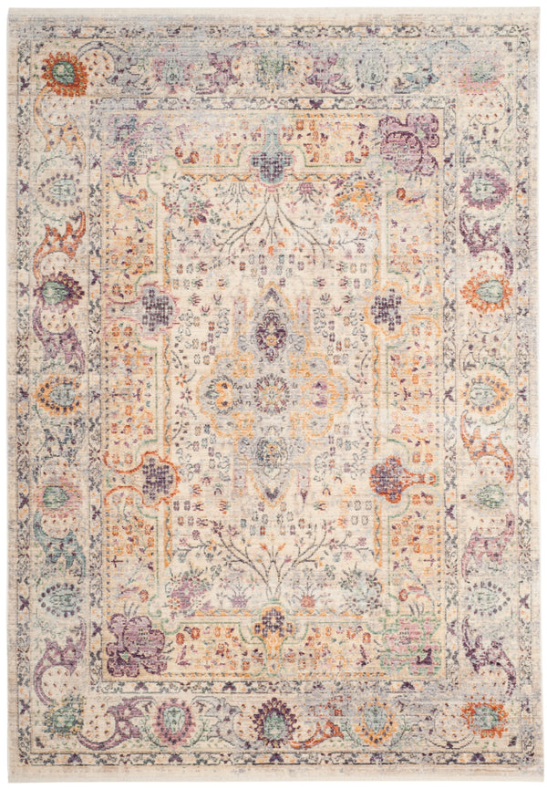 Illusion 704 Power Loomed Viscose Pile Rug in Cream, Purple 9ft x 12ft