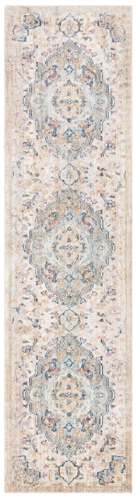 Illusion 711 Power Loomed Viscose Pile Rug in Light Blue, Cream 8ft x 10ft