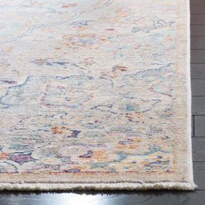 Illusion 711 Power Loomed Viscose Pile Rug in Light Blue, Cream 8ft x 10ft