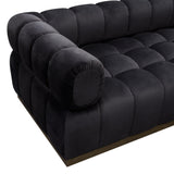 Image Low Profile Sofa in Black Velvet w/ Brushed Gold Base by Diamond Sofa