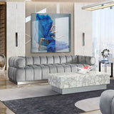 Image Low Profile Sofa in Platinum Grey Velvet w/ Brushed Silver Base by Diamond Sofa