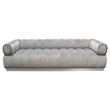 Image Low Profile Sofa in Platinum Grey Velvet w/ Brushed Silver Base