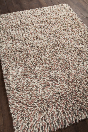 Chandra Rugs Imogen 100% Wool Hand Woven Contemporary Shag Rug Pink/White/Grey 9' x 13'