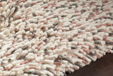 Chandra Rugs Imogen 100% Wool Hand Woven Contemporary Shag Rug Pink/White/Grey 9' x 13'