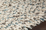 Chandra Rugs Imogen 100% Wool Hand Woven Contemporary Shag Rug Blue/White/Grey 9' x 13'