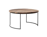 Barca Nesting Coffee Table Set in Recycled Boat Wood & Iron with Natural Boat Wood Finish