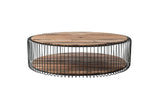 Barca Round Coffee Table 130cm in Recycled Boat Wood & Iron with Natural Boat Wood Finish