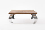 Barca Square Coffee Table in Recycled Boat Wood & Aluminium Casting with Natural Boat Wood Finish