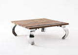 Barca Square Coffee Table in Recycled Boat Wood & Aluminium Casting with Natural Boat Wood Finish