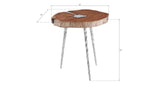 Molten Side Table, LG, Poured Aluminum In Wood