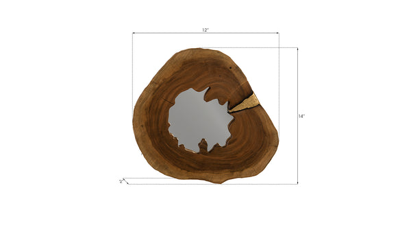 Molten Mirror Wall Tile, Poured Brass in Wood