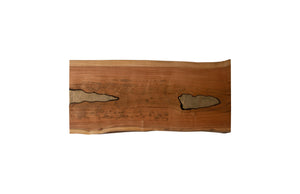 Molten Coffee Table, Poured Brass in Wood, Brass Legs